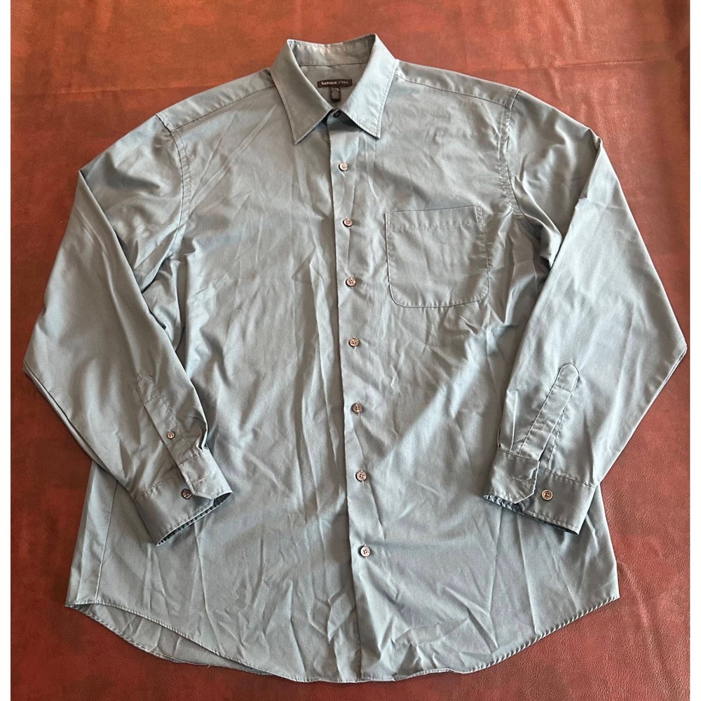 Van Heusen Studio Mens XL T Long Sleeve Button Down Shirt Slate Blue Gray-Blue